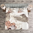 thumbnail image 3 of Ambesonne Vintage Quilted Bedspread Set 3 Pcs, Birds Butterflies Art, King Size, Brown Tan, 3 of 3