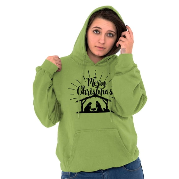 Merry Christmas Jesus Nativity Scene Hoodie Sweatshirt Women Men Brisco Brands 4X