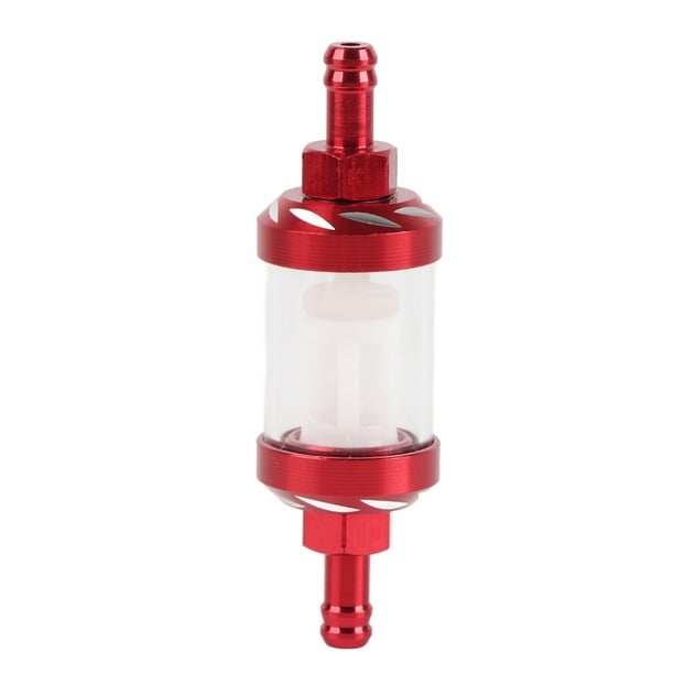 Filtro de combustible de gasóleo en línea de vidrio metálico, repuesto de rosca de 8mm para motocicleta (rojo) Jadeshay A
