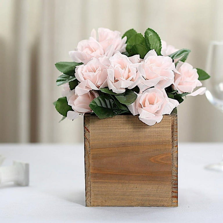 Centerpiece Wood Box (Large) - Flowers and Vase / Pink