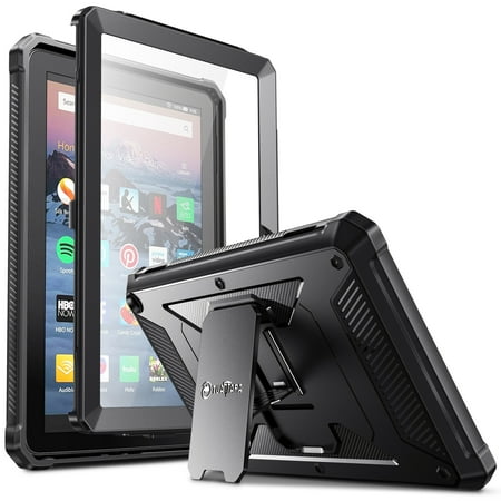 Fintie Case for All-New Fire HD 8 & Fire HD 8 Plus Tablet (12th Gen, 2022 Release) -[Tuatara] Rugged Unibody Hybrid Bumper Shockproof Kickstand Cover with Built-in Screen Protector, Black