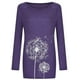 thumbnail image 3 of Top túnica de manga larga para mujer, blusa con estampado Floral de diente de león, camisetas casuales, camisetas, 3 of 4
