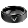 thumbnail image 2 of Tungsten Flying Eagle Band Ring 8mm Men Women Comfort Fit Black Step Bevel Edge Brushed Polished, 2 of 4