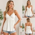 thumbnail image 2 of JSheng Women's Spaghetti Strap Babydoll Top V Neck Sleeveless Cami with Lace Trim and Tie Front Women Summer Tank Tops Z-White M, 2 of 5
