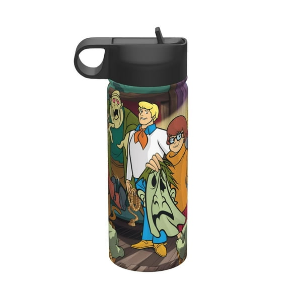 Bottle Scooby-Doo Insulated Stainless Steel Wide Mouth Water Bottle With Straw, 18oz Portable Leak Proof Drinking Bottle For Outdoor Office Travel School