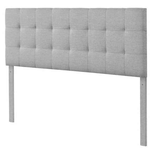 Grid Tufted Modern Upholstered Queen Headboard in Gray