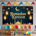 thumbnail image 5 of Elegant Ramadan Kareem Decor Star Moon Elements Banner for Celebrations Gathering Background Blessings Backdrop Lantern Prayer Decorations, 5 of 8