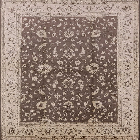 Ahgly Company Indoor Square Mid-Century Modern Reddish Brown Oriental Area Rugs, 6' Square