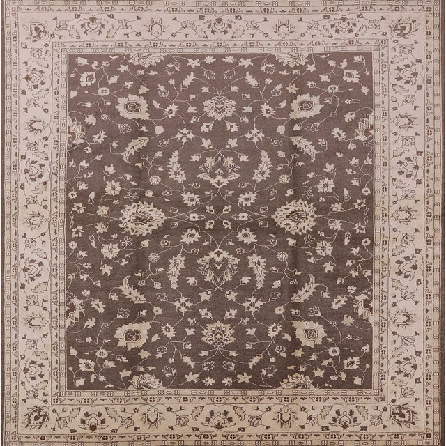 Ahgly Company Machine Washable Indoor Square Industrial Modern Sepia Brown Area Rugs, 5' Square