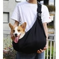 thumbnail image 3 of Hands Free Pet Sling Carrier, Pet Carrier for Small and Medium Dog up to 15 Lbs, Wrap Carrier Sling Adjustable Strap Zip Pocket, Hands Free Pets Pack for Outdoor Travel Subway - Black, 3 of 5