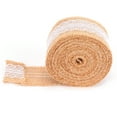 thumbnail image 2 of Cinta de arpillera con encaje blanco, rollo de yute natural para decoración DIY, embalaje de regalo, 5 yardas, encaje dentado de 5 cm, 2 of 14