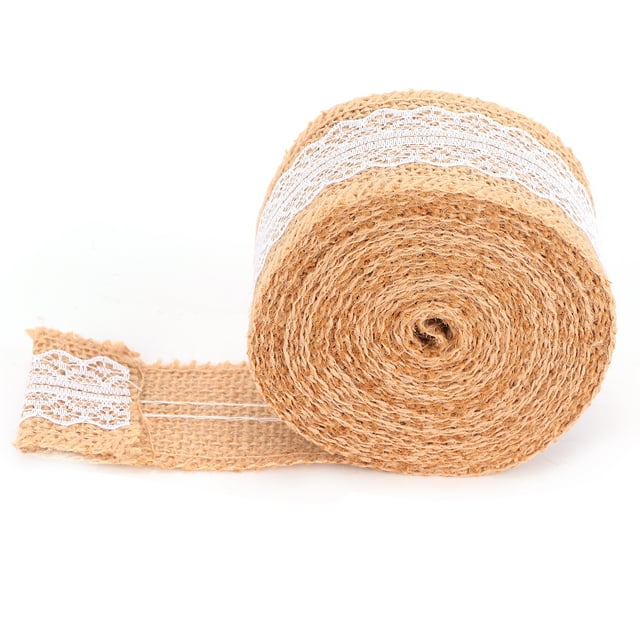 Burlap Ribbon,Burlap Ribbon with White Burlap Fabric Roll Lace Ribbon Streamlined Design
