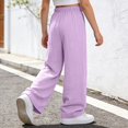 thumbnail image 6 of CPNG Girls Cotton Linen Pants Solid Color Elastic High Waist Wide Leg Pants Lightweight Comfortable Breathable Casual Pants, 6 of 6