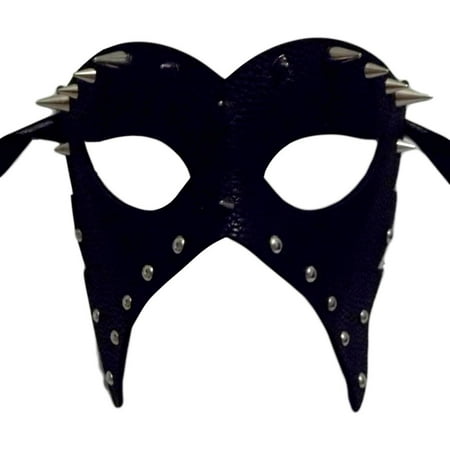 Black Leather Metal Spikes Masquerade Halloween Mardi Gras Mask