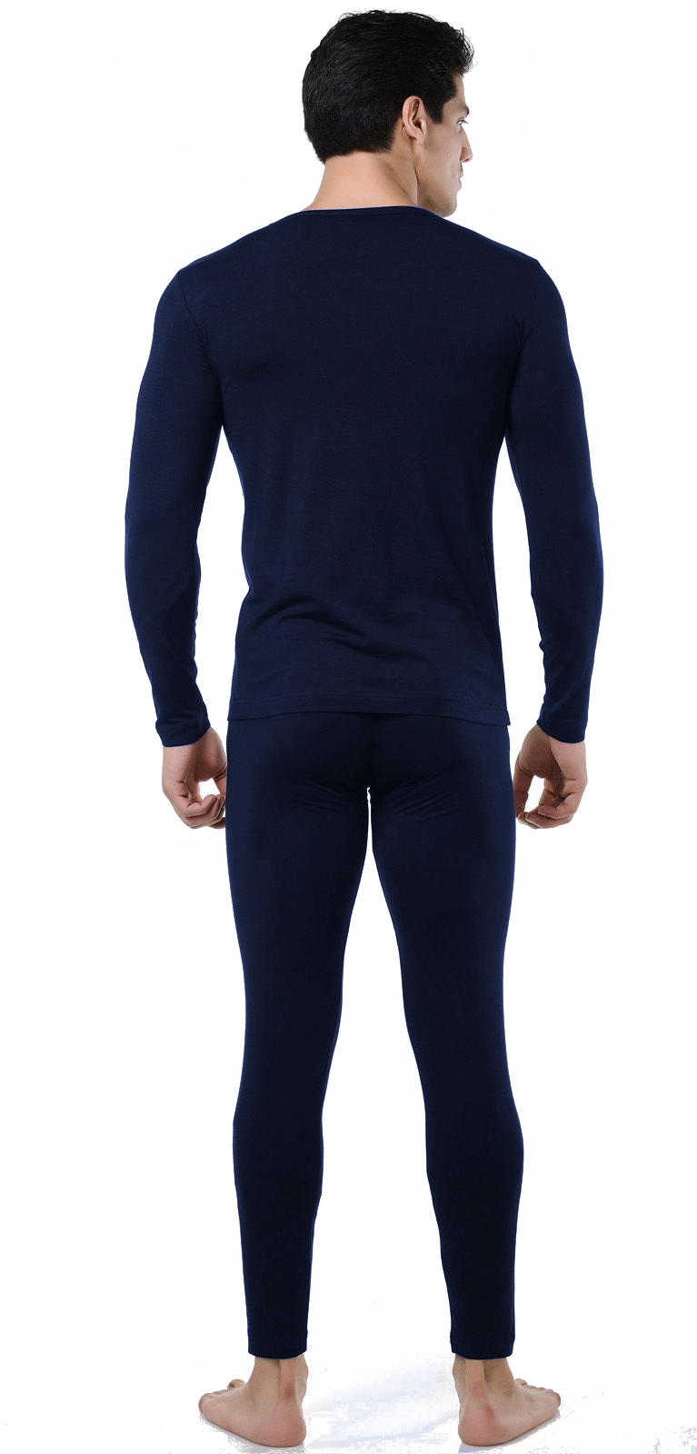 Men’s Ultra-Soft Tagless Fleece Lined Thermal Top & Bottom Underwear Set, Navy Blue, Small - image 3 of 5
