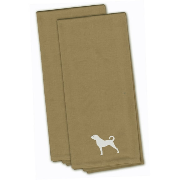 Anatolian Shepherd Tan Embroidered Towel Set of 2