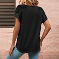 thumbnail image 3 of Gibobby Camisetas Mujer Baratas Manga Corta Mujer Casual Color sólido Cuello redondo Manga corta Botón Encaje Camiseta Top(Negro,XL), 3 of 5
