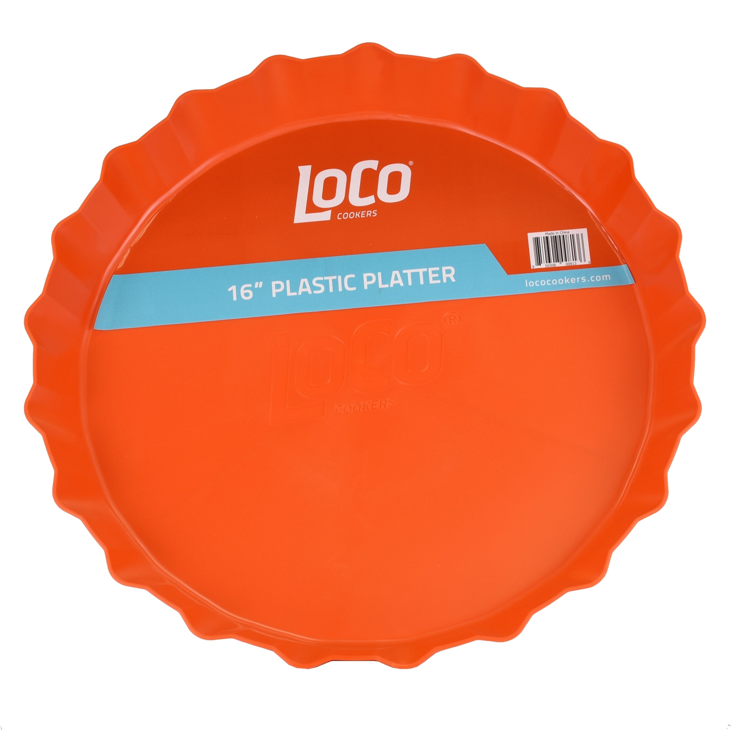 (2 pack) LoCo Cookers Large Orange Plastic Party Platter – Deep Lip for Crawfish, Crabs & Seafood Boils