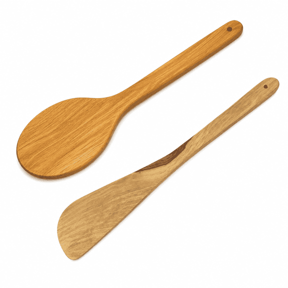 Handcrafted Wooden Cooking Spoon & Turner Set, Natural Wood Kitchen Utensil Set for Stirring, Mixing, Flipping & Serving, Safe for Non-Stick Cookware