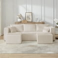 thumbnail image 4 of Modular Sofa, 3-Seat Sectional for Small Spaces, No Assembly Corduroy Couch, Reversible Chaise, Minimalist Living Room Furniture, Beige, 4 of 11