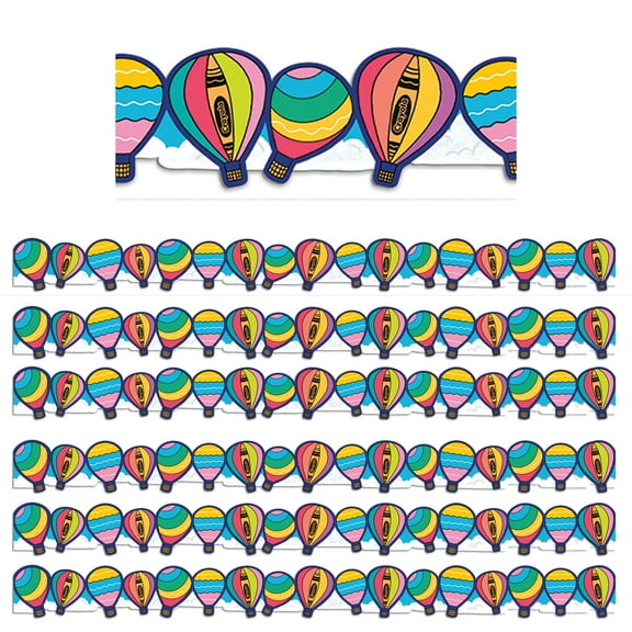 Eureka Crayola Colors of Kindness Hot Air Balloons Extra Wide Die-Cut Deco Trim, 37 Feet Per Pack, 6 Packs