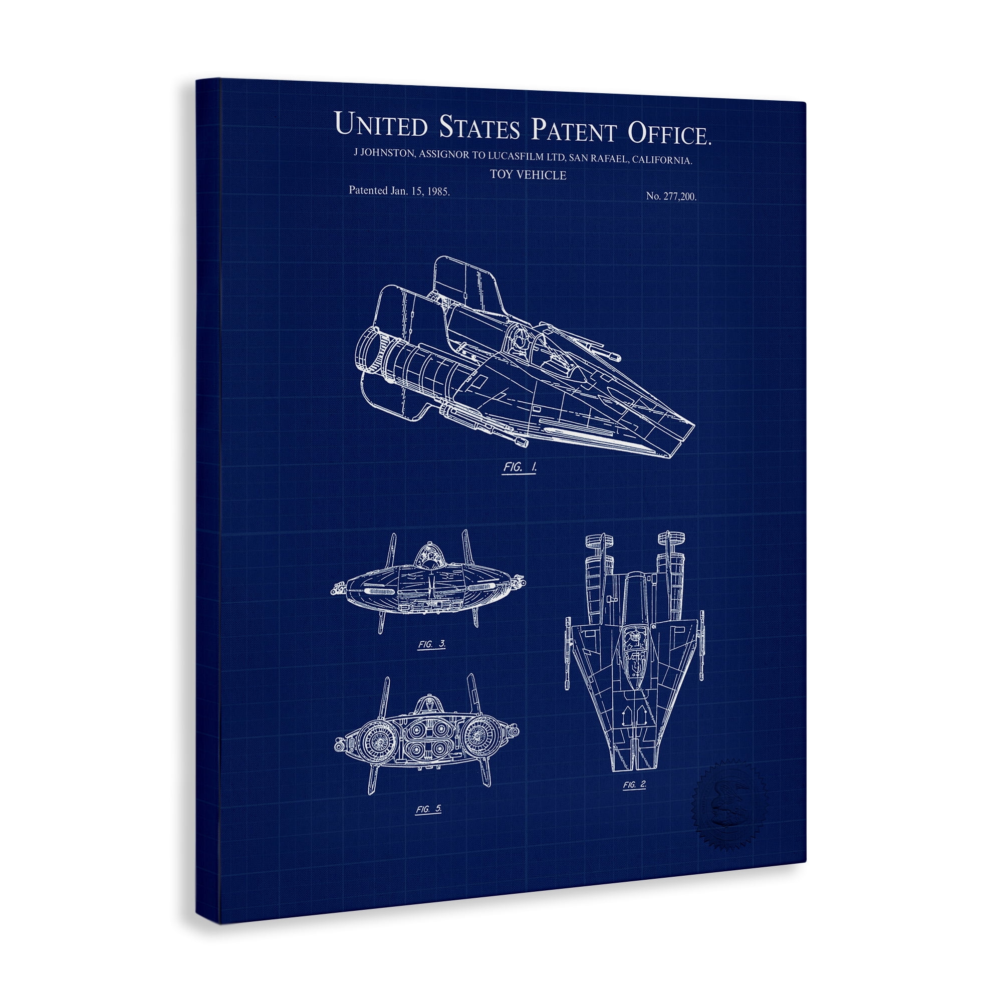 Stupell Industries Toy Vehicle Blueprint Transportation Painting Gallery Wrapped Canvas Art Print Wall Art, 30 x 40
