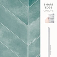 Smart Tiles Peel and Stick Backsplash, 5 Adhesive Tiles, Chevron Blue/Green, 11.43"x9"