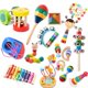thumbnail image 2 of Sonajero de madera Montessori para bebé campana de mano juegos musicales educativos martillo de arena para recién nacidos juguetes para bebés de 0 a 12 meses, 2 of 5