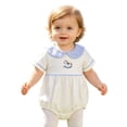thumbnail image 5 of Tigivemen Unisex Newborn Outfits Short Sleeve Lapel Rompers Embroidery Fall Clothes Baby Bodysuits Size 3-6 Months,Light Blue, 5 of 6