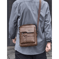 thumbnail image 3 of Bxaolu Men's Leather Crossbody Shoulder Bag - Messenger Satchel Travel Handbag, Brown, 3 of 5