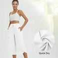 thumbnail image 3 of QATAINLAV Women's Wide Leg Capri Pants High Waisted Dressy Yoga Pants Quick Dry Workout Cropped Trousers Loose Comfy Travel Pants White XL, 3 of 9