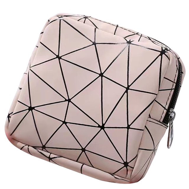 CSChome Sac de Rangement pour Serviettes Hygiéniques Femmes Pochette pour Serviettes Hygiéniques Imprimé Géométrique Imperméable Mini Porte-Monnaie Portable pour Écouteurs Clés Tampon Rangement