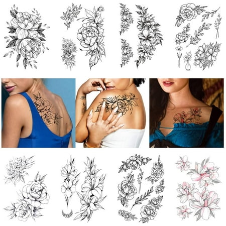 Leoars Flower Temporary Tattoos Sticker, Lotus Cherry Blossoms Fake Tattoo  Sexy Tattoo Stickers, Waterproof Women Arm Hand Leg Back Waist Flower  Tattoos, 15-Sheet | Walmart Canada