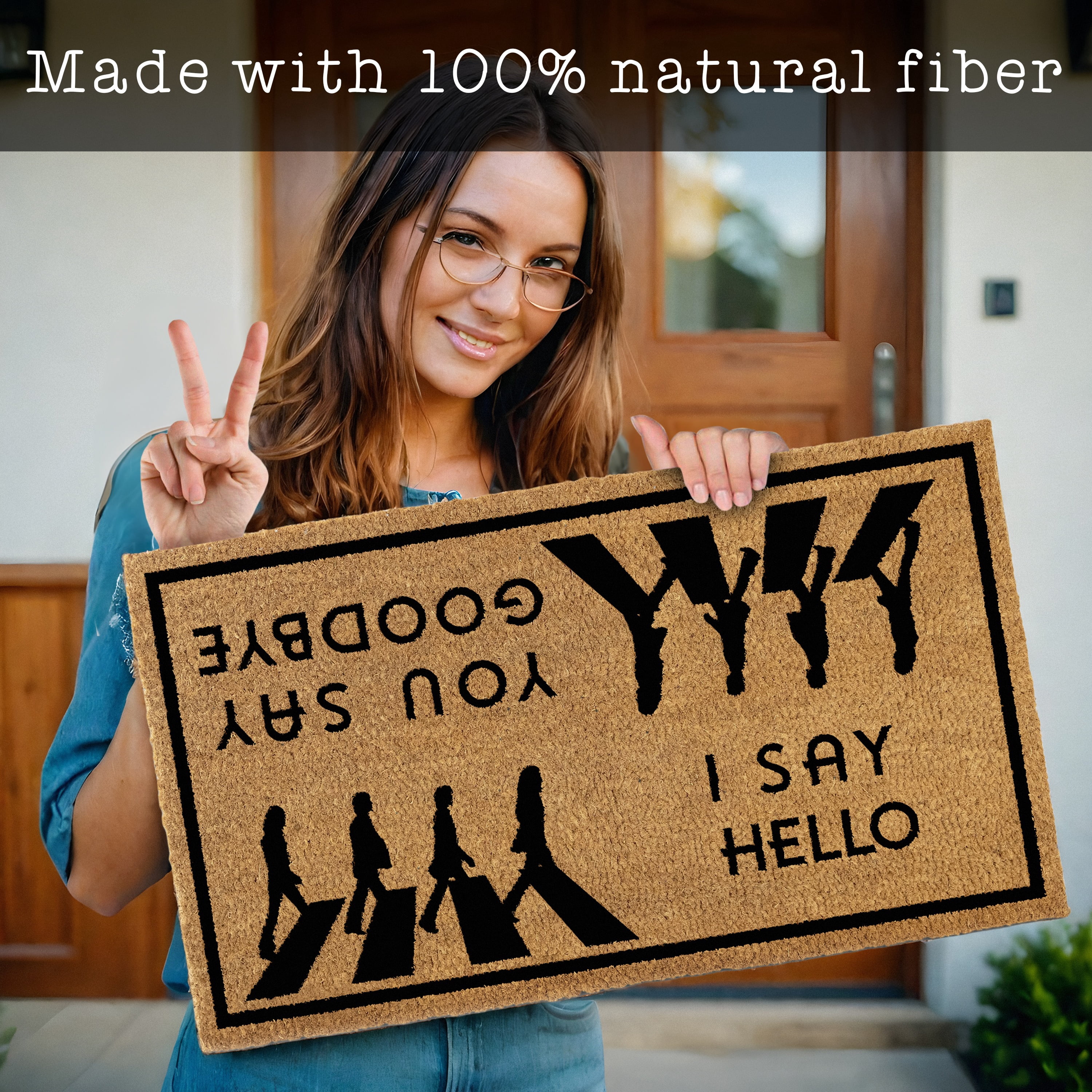 MAINEVENT I Say Hello You Say Goodbye Doormat 30x17 Inch, Outdoor Welcome Mat for Outside