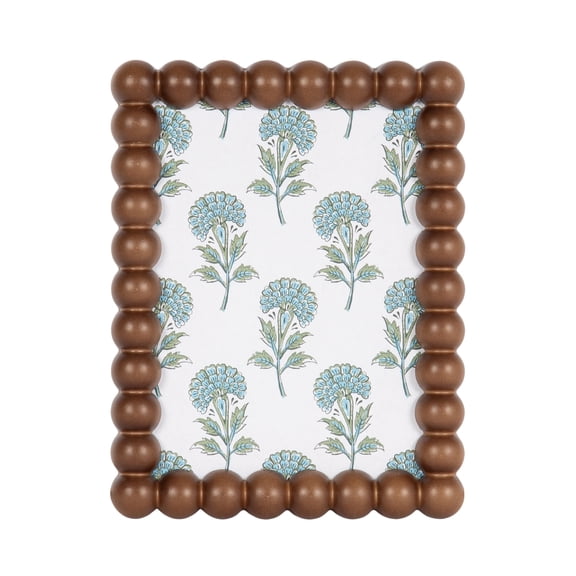 DesignOvation – 5x7 Picture Frame – Beaded Medium Walnut Tabletop Photo Frame