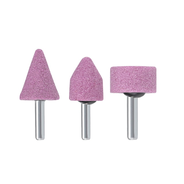 Juego de Puntas de Piedra Abrasiva Rueda de Pulido de Corindón Cromado con Vástago de 1/4 pulgadas 3pcs