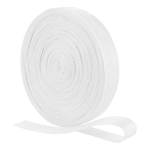 Correa de cinta de nailon, 20 metros x 3,2 cm de cinta plana de polipropileno para reparar manualidades (blanco)