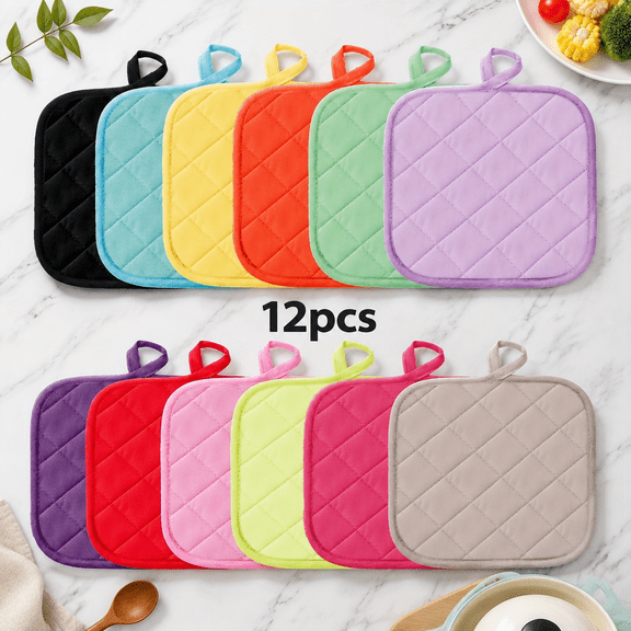 THDFTDT Pot Holders, 12-Piece, Square, Heat-Resistant Insulated, Assorted Colors
