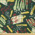 thumbnail image 2 of Ambesonne Abstract Fabric by the Yard Microfiber, Brushstroke Shape Pattern, 1 Yard, Pale Green Mustard White, 2 of 2