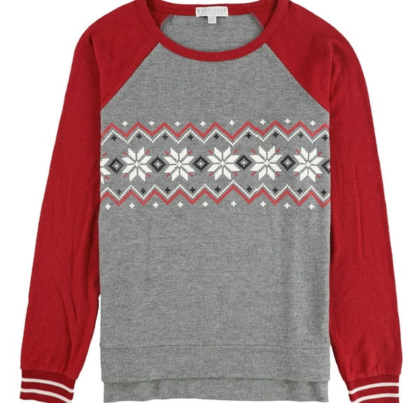 P.J. Salvage Womens Fair Isle Raglan Pajama Sweater, Grey, Medium