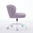 thumbnail image 3 of Silla de oficina de muebles,Silla de oficina de casa de pelo de conejo artificial con base de metal,Silla de escritorio ajustable Silla de oficina giratoria,Silla de vanidad, 3 of 6
