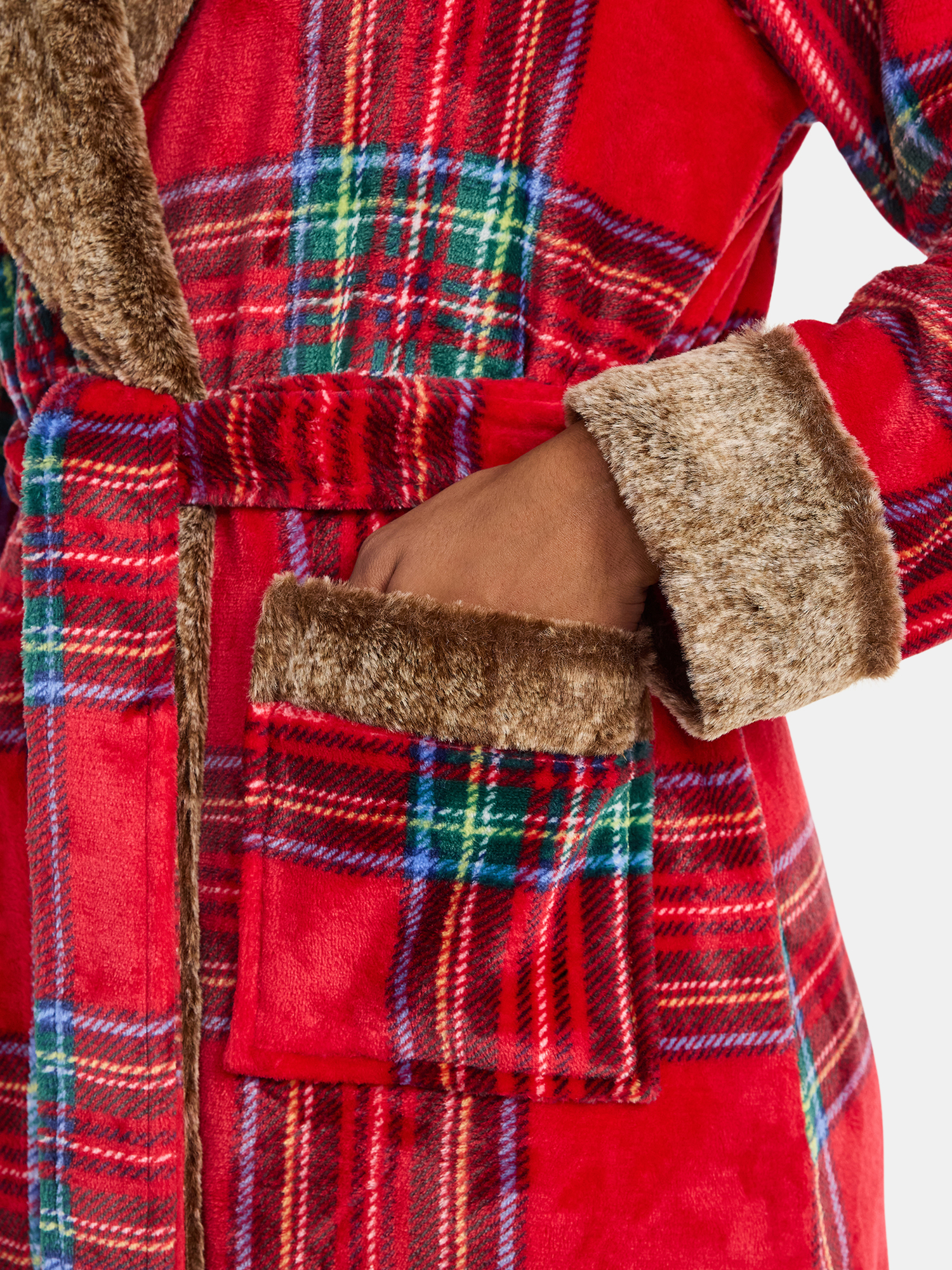 Martha Stewart Everyday Women's Plush Robe with Faux Fur Trim, Sizes S-XXL