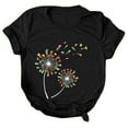 thumbnail image 5 of Jamsmile Women T-Shirts Crop Tops Dandelion Print Casual Loose O-Neck Letter T Shirts Tops Short Sleeves Oversize Tee Shirts, 5 of 8