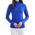thumbnail image 3 of DuoJiaJ Women's Solid Color Long Sleeve Turtleneck Bottoming Shirt Ladies Thermal Underwear Blue XL, 3 of 4