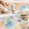 thumbnail image 5 of 70x55 Inches Glow in The Dark Blanket Cozy Throw Camping Blankets for Home and Outdoor Use Watercolor Soft Pastel Strokes, 5 of 8