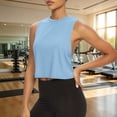 thumbnail image 6 of VBVC Women's Criss Cross Back Ribbed Tank Tops , Ladies' Sleeveless Yoga Athletic Shirts , Breathable Cropped Gym Running Tops For Women,Light Blue,S-2XL, 6 of 7