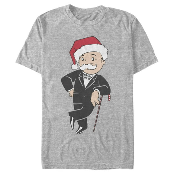 Men's Monopoly Christmas Santa Pennybags Graphic Tee Athletic Heather Medium