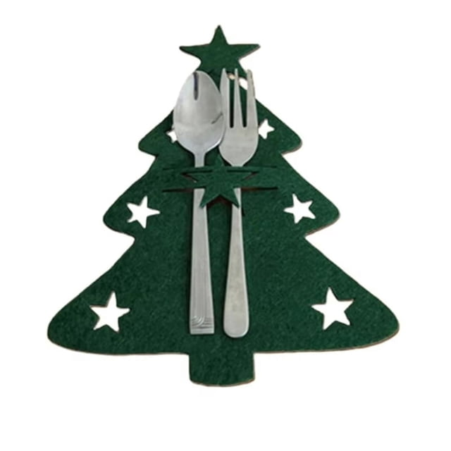 100 Piezas Organizador Decoración de Mesa Soporte para Cuchillos y Tenedores Bolsa para Cubiertos Árbol de Navidad de Alce de Navidad Bolsillo B