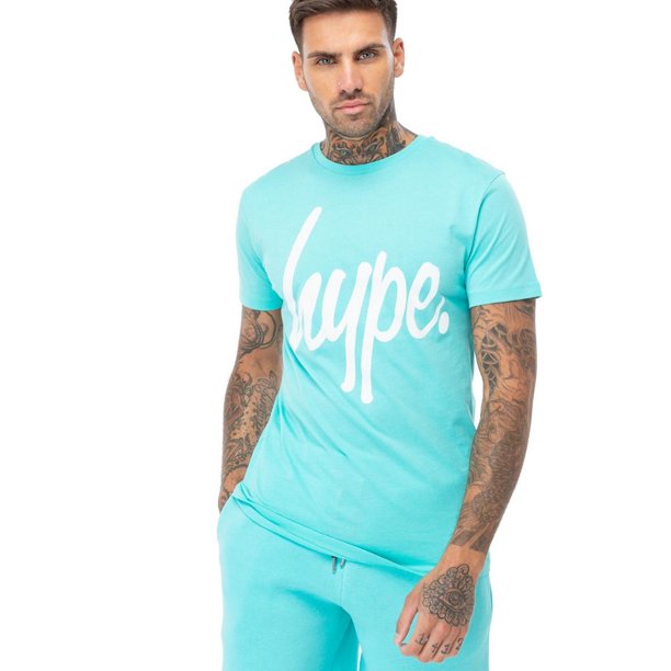 Hype - Camiseta Escritura para Hombre (Menta, Blanco)