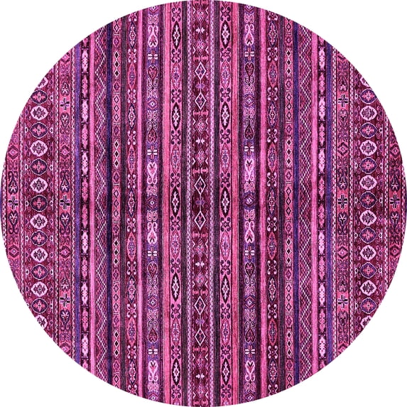 Ahgly Company Indoor Round Abstract Pink Modern Area Rugs, 8' Round
